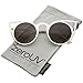 zeroUV Womens Fashion Round Metal Cut-Out Flash Mirror Lens Cat Eye Sunglasses (Silver/Lavender)