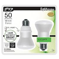 TCP 7R2014IB2 11-watt Smooth A-Lamp LED Light Bulb, Soft White, 2-Pack