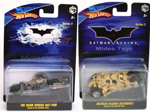 Hot Wheels 1/50 Batman Car The Dark Knight Bat-Pod & Batman Begines Batmobile Diecast Cars