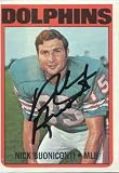 Nick Buoniconti Autographed/Signed 1972 Topps Card
