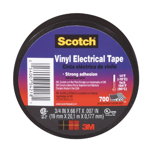 3M Scotch Vinyl Electrical Tape, .75-Inch by .007-Inch by 66-Feet