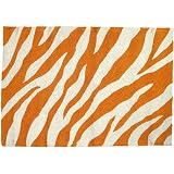 123 Creations C728C.2x3 Zebra in Orange Hooked Rug - 100 Percent Wool