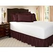 Queen Burgundy Ruffled Bed Skirt with 21" Drop