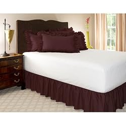 Queen Burgundy Ruffled Bed Skirt with 21" Drop