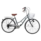 2009年モデル『ゆとり自転車』シマノ6段変速付。クラシックデザインが素敵なママチャリ。26インチ自転車　AST26-0902　ガンメタ