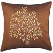 Decorative Handmade Asian Cushion Cover / Pillow Sham With Embroidered Bodhi Tree Design - Brown