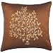 Decorative Handmade Asian Cushion Cover / Pillow Sham With Embroidered Bodhi Tree Design - Brown