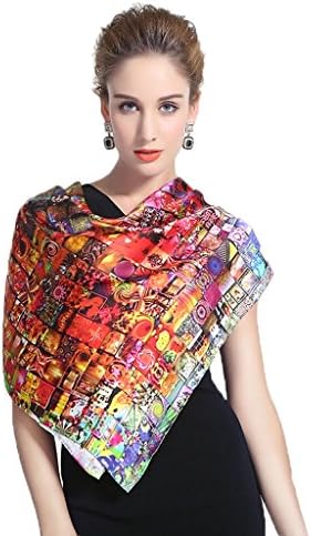 Tianhe Womens Luxury Designer Love Pattern 100 Mulberry Silk Big Square Scarf 43 inch Red