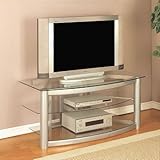 IMAGE OF Plasma/ LCD TV Media Stand with Glass Top in Matte Silver Finish