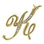 Gold Tone Initial Letter Brooch Pin - K - Ideal Gift For Mother, For Her, Birthday, Anniversary, Bridal, Wedding, Engagement