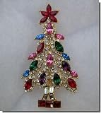 Christmas Tree Pin with Red Crystal Star B1U92