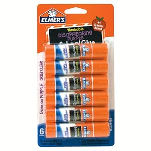 Elmer's Disappearing Purple School Glue Sticks, 0.21 oz Each, 6 Sticks per Pack (E1560)