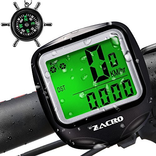 Zacro Bike Computer, BS251 Original Wireless Bicycle Speedometer with Backlight, Multi Function Bike Odometer Cycling with Compass Key Ring