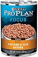 Purina Pro Plan Wet Dog Food, Focus, Puppy Chicken & Rice Entree Classic, 13-Ounce Can, Pack of 12