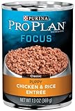 Purina Pro Plan Wet Dog Food, Focus, Puppy Chicken & Rice Entree Classic, 13-Ounce Can, Pack of 12