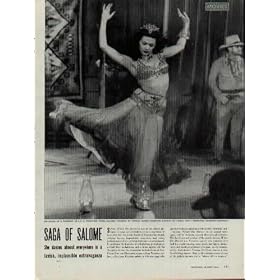 YVONNE DE CARLO stars in "SALOME, WHERE SHE DANCED," SAGA OF SALOME, She dances almost everywhere in a lavish, implausible extravaganza. Yvonne De Carlo (September 1, 1922  January 8, 2007) was a Canadian-born American film and television actress, dancer and singer. In her six-decade career, her most prolific appearances in film came in the 1940s and 1950s and included her best-known film roles, such as Salome Where She Danced and The Ten Commandments, opposite Charlton Heston. In the 1960s, she gained a whole new generation of fans, playing "Lily Munster" on CBS television series The Munsters, opposite Fred Gwynne. ..... 1945 LIFE Magazine Article, A5148A.