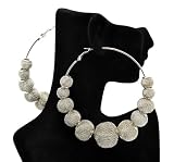 Basketball Wives POParazzi Mesh Ball Earrings IER2017 SILVER 80mm
