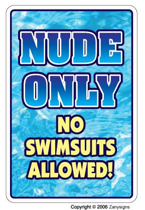 NUDE ONLY ~Parking Sign~ pool spa hot tub nudist
