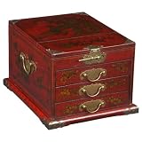 Birds Leather Jewelry Box - Red