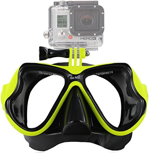 GoPro ® Dive Scuba Diving Mask w/ mount compatible w/ Go Pro ® Hero 1, 2, 3, 3+ and 4, Black, Silver and White editions also for snorkel / snorkeling by GoMax