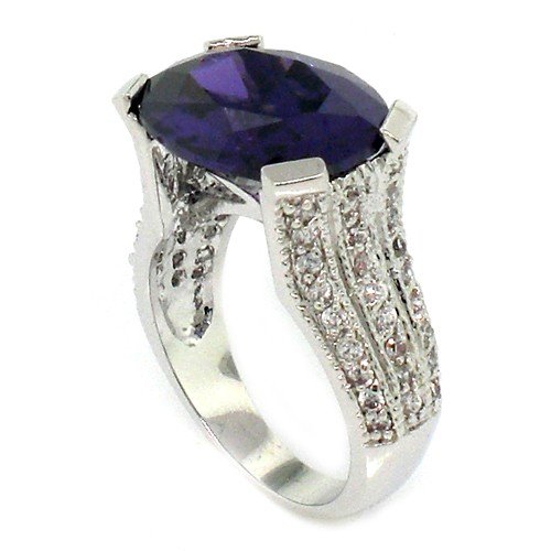 Vintage/Modern Engagement Ring w/Amethyst & White CZs Size 5