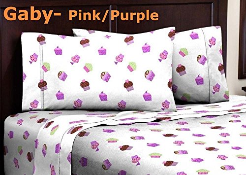Girls Kids Green Pink Purple White Brown Cup Cakes Twin Sheet Set Lauren M Mccoyiop