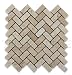 Ivory Travertine Tumbled Herringbone Mosaic Tile - 6" X 6" Sample