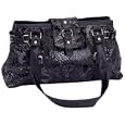 Genuine Leather Black Embossed Faux Snakeskin Purse