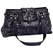 Embassy&trade; Black Genuine Leather Handbag with Snakeskin Embossing