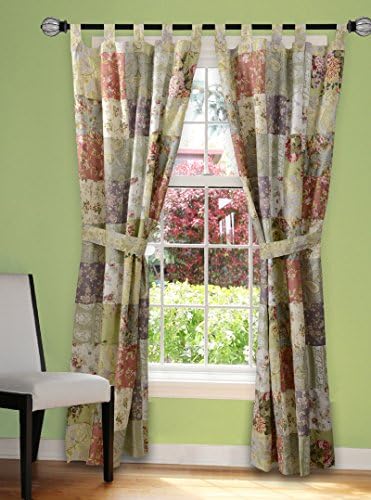 Greenland HomeBlooming Prairie Patchwork Drapery Set 84w X 84l with Tiebacks