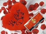 ## 66 Geschenkset: Herzkissen Ich liebe Dich, 100 gr. Schokolade Liebesmotiv, Rosenblätter