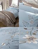 HIGH QUALITY LUXURY DOUBLE BED DUVET COVER SET AND PILLOWCASE HELENA BLUE BRAND NEW