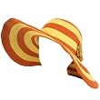 UPF 50+ Sun Beach Summer Hat Stripe Flower Floppy Orange