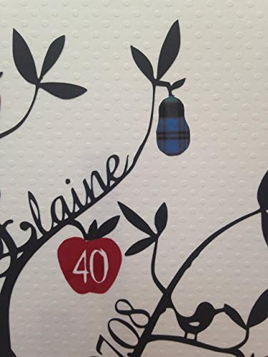 12" x 12" Apple & Pears Family Tree Papercut with red apples & tartan pears