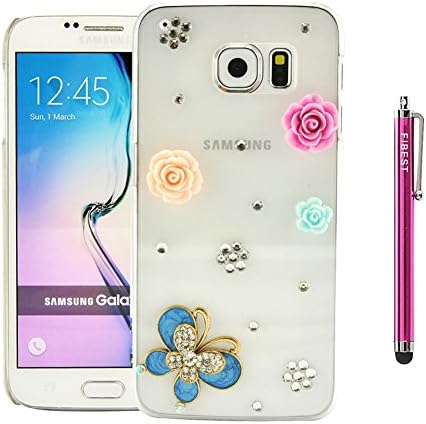 S6 Case,Galaxy S6 Case,FIBEST Luxury 3D Bling Handmade Hard Back Case Cover Protective Skin with Crystal Glitter Rhinestone Diamond for Samsung Galaxy S6 VI G920+One Stylus Pen(Love Design)