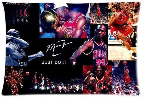 Home Pillow Art Hipster Nba Chicago Bulls Michael Jordan Custom Rectangle Pillowcase Pillow Cases Cover 20"X30" (Two Sides) Standard Size Nike Just Do It Dunk