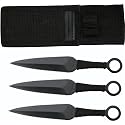 Set 3 Ninja Stealth Black Throwing Knives with Nylon Case