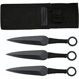 Set 3 Ninja Stealth Black Throwing Knives with Nylon Case