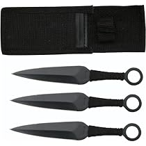 Set 3 Ninja Stealth Black Throwing Knives with Nylon Case