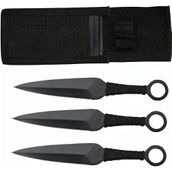 Set 3 Ninja Stealth Black Throwing Knives with Nylon Case