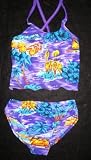 Girls 7-16 2-piece Swimwear Crop Top Bikini Purple Aloha