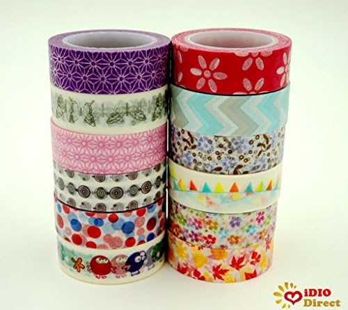 IDIO 12x Decorative Washi Set of 12 Japanese Washi Masking Tape Collection Premium Value Pack