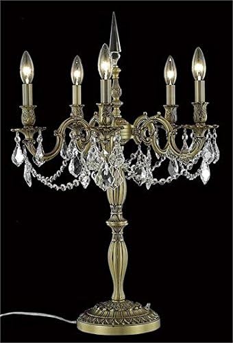 Reynard French Gold Traditional 5-Light Table Lamp Heirloom Handcut Crystal in Crystal (Clear)-7825TL18FG-RC--18" W/D