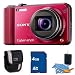 Sony Cyber-Shot DSC-H70 16.1 MP Digital Still Camera with 10x Wide-Angle Optical Zoom G Lens and 3.0-inch LCD (Red) with 4 GB Memory Card, Camera Carrying Case and Cleaning Kit