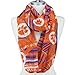 Clemson Tigers Lightweight Infinity Scarf Emblazoned with Geometric Designs, Clemson Logos and Colors
