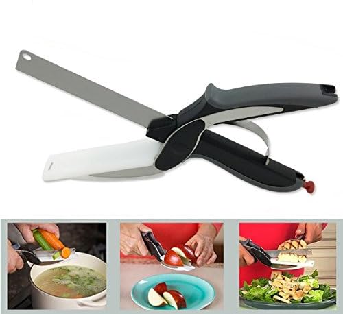 Clever Cutter 2 in 1 Kitchen Knife &amp; Cutting Board Scissors Stainless Steel