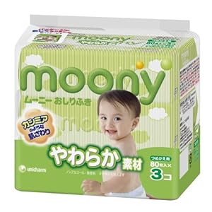 【クリックでお店のこの商品のページへ】ムーニー おしりふき 詰替 80枚×3個パック