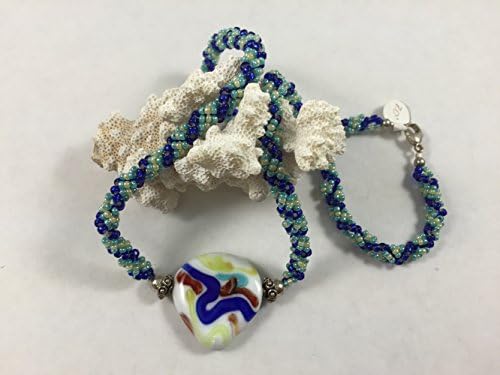 RUSSIAN SWIRL BEADED NECKLACE with hand blown glass bead and sterling silver