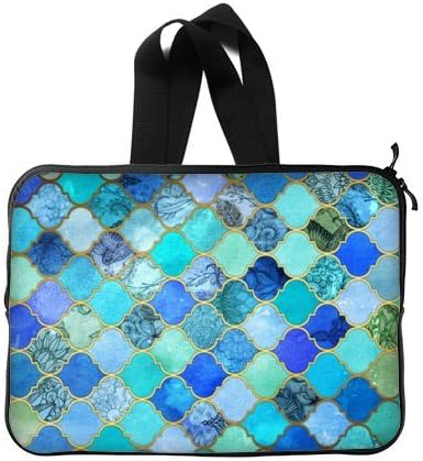 Special 13 13.3 Inch Blue, Aqua Moroccan Trellis Floral Notebook,Macbook Pro,Macbook Air Handle Laptop Sleeve Bags