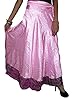 Womens Wrap Skirt Two Layer Baby Pink Vintage Silk Sari Skirts Holiday Gift